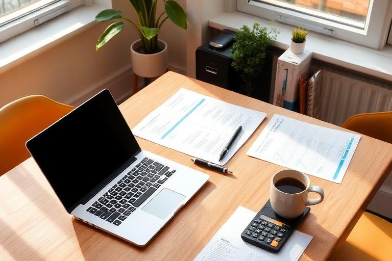 An accountant going through paperwork with a client in Warsaw